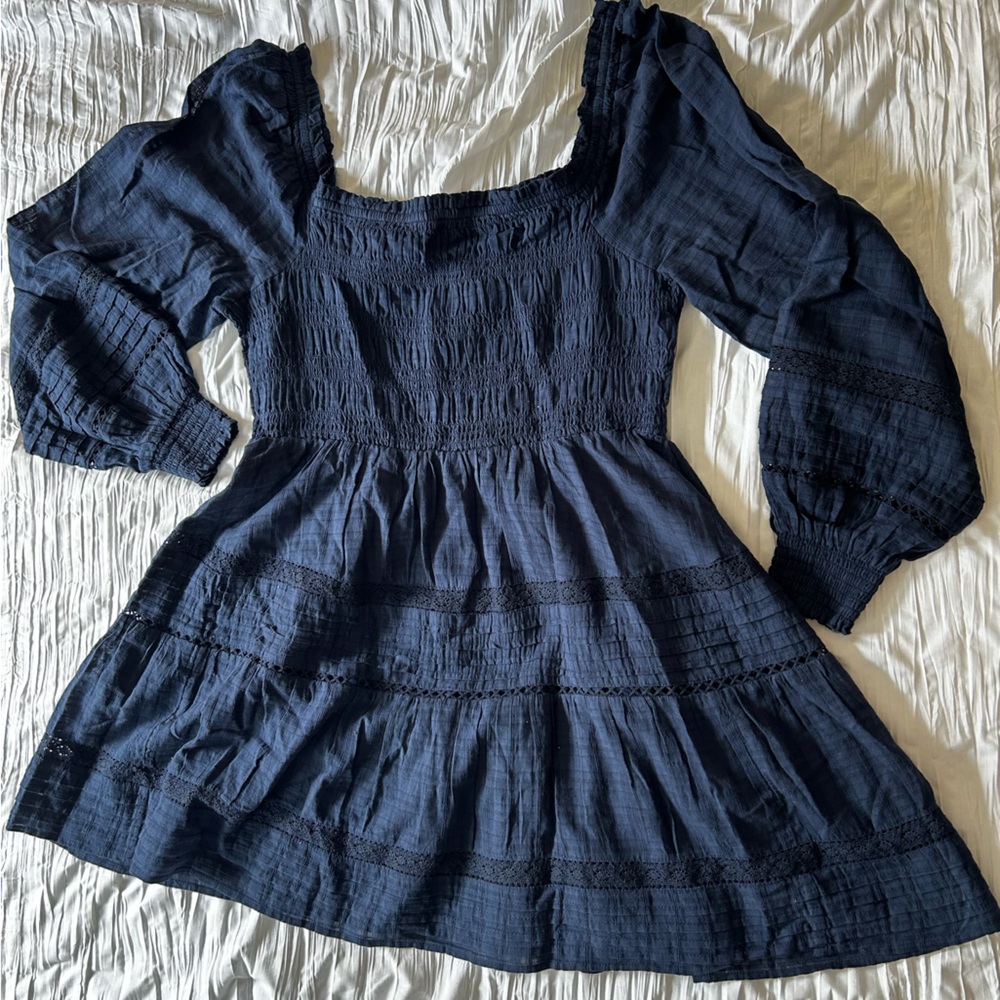 American Eagle Long-Sleeve Smocked Mini Dress Size Large